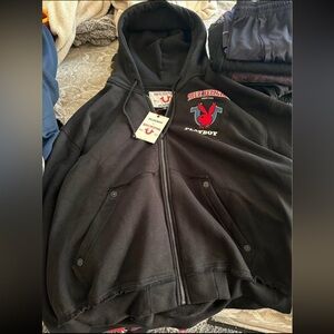 True Religion / Playboy Men's Black Hoodie Jacket